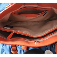 Load image into Gallery viewer, Dana Buchman Vibrant Orange Bella Tote with OOAK Kitty Cat Artwork
