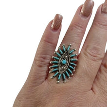 Load image into Gallery viewer, Sterling Silver Zuni Philander Gia Turquoise Petit Point Ring , Size 8.25
