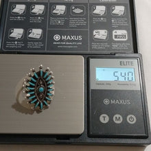 Load image into Gallery viewer, Sterling Silver Zuni Philander Gia Turquoise Petit Point Ring , Size 8.25
