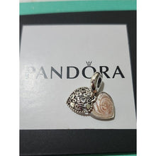 Load image into Gallery viewer, Pandora Pink Enamel &amp; Sterling Silver Double Heart Dangle Charm 796459en28
