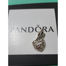 Load image into Gallery viewer, Pandora Pink Enamel &amp; Sterling Silver Double Heart Dangle Charm 796459en28
