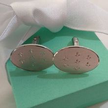 Load image into Gallery viewer, Vintage LaMode Sterling Silver Oval Etched Cuff Links
