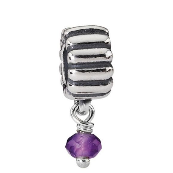 Pandora Retired Sterling Silver Amethyst February Birthstone Dangle - 790166AM