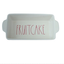 Load image into Gallery viewer, Rae Dunn by Magenta Holiday Rectangular Ceramic Fruitcake Loaf Pan
