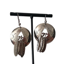 Load image into Gallery viewer, Vintage Sterling Silver Three Feather Earrings on French Hooks
