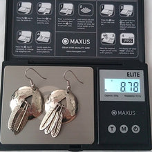 Load image into Gallery viewer, Vintage Sterling Silver Three Feather Earrings on French Hooks
