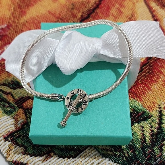 Chamilia Bracelet Toggle Clasp Sterling Silver Barrel Clasp 7.9” (20cm)