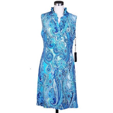 Load image into Gallery viewer, Tommy Hilfiger Aqua Blue Paisley Flare Dress, Size 10
