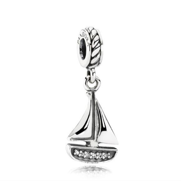 Pandora Sterling Silver Sail Away Sailboat Nautical Bead Charm  791138cz