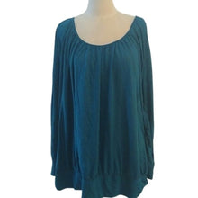 Load image into Gallery viewer, Lane Bryant Deep Teal Long Sleeved Metallic Weave Blouse,  SIZE 26/28
