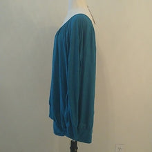 Load image into Gallery viewer, Lane Bryant Deep Teal Long Sleeved Metallic Weave Blouse,  SIZE 26/28
