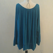 Load image into Gallery viewer, Lane Bryant Deep Teal Long Sleeved Metallic Weave Blouse,  SIZE 26/28
