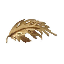 Load image into Gallery viewer, Vintage BSK Goldstone Metal Leaf Brooch
