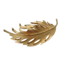 Load image into Gallery viewer, Vintage BSK Goldstone Metal Leaf Brooch
