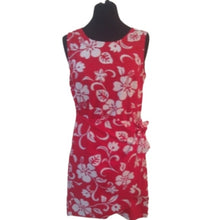Load image into Gallery viewer, RJC Puanani Red &amp; White Hibiscus Faux Wrap Sleeveless Dress, Medium
