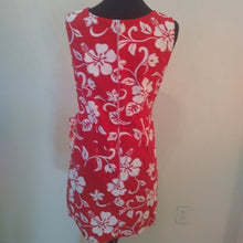 Load image into Gallery viewer, RJC Puanani Red &amp; White Hibiscus Faux Wrap Sleeveless Dress, Medium
