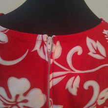 Load image into Gallery viewer, RJC Puanani Red &amp; White Hibiscus Faux Wrap Sleeveless Dress, Medium
