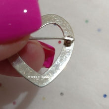 Load image into Gallery viewer, Vintage Lamode 925 Sterling Silver Etched Open Heart Brooch
