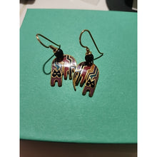 Load image into Gallery viewer, Vintage Laurel Burch Aztec Cat Dangle Earrings
