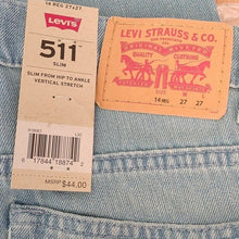 Load image into Gallery viewer, Levi's Big Boys 511 Slim Stretch Denim Blue Jeans, Perlata, 14 Regular 27 x 27
