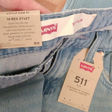 Load image into Gallery viewer, Levi's Big Boys 511 Slim Stretch Denim Blue Jeans, Perlata, 14 Regular 27 x 27
