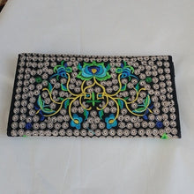 Load image into Gallery viewer, Blue Floral Flowers Embroidery Clutch Wallet
