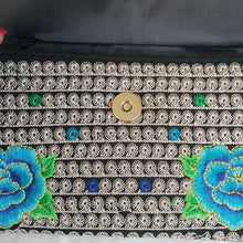 Load image into Gallery viewer, Blue Floral Flowers Embroidery Clutch Wallet
