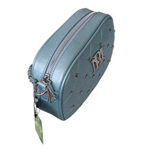 Load image into Gallery viewer, Badgley Mischka Metallic Blue Camera Bag Purse
