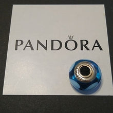 Load image into Gallery viewer, Pandora Murano Aqua Blue Hearts Charm 790657 Sterling Silver ALE 925
