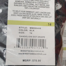 Load image into Gallery viewer, Maxine of Hollywood Dandelion Dot Drape Wrap Front Swimsuit, Black/White, 14
