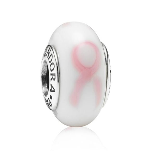 Pandora Sterling Silver Pink Ribbon Murano Glass Breast Cancer Awareness 790928