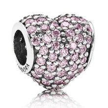 Load image into Gallery viewer, Pandora Retired Sterling Silver Pave Heart Bead with Pink Zirconia - 791052PCZ
