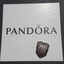 Load image into Gallery viewer, Pandora Retired Sterling Silver Pave Heart Bead with Pink Zirconia - 791052PCZ
