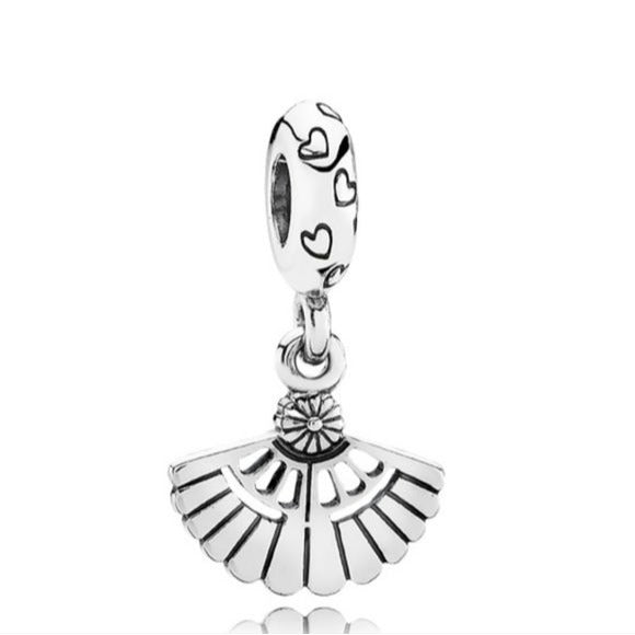 Pandora Hearts Aflutter Retired Sterling Silver Fan Dangle Bead - 791110