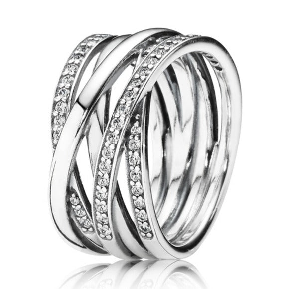 Pandora Sterling Silver Entwined Ring with Zirconia 190919cz, size 56