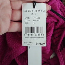 Load image into Gallery viewer, Robin Piccone Perla High Neck Crochet Mix Swimsuit, Orchid, Size 12
