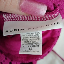 Load image into Gallery viewer, Robin Piccone Perla High Neck Crochet Mix Swimsuit, Orchid, Size 12
