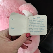 Load image into Gallery viewer, Vintage 2002 Cheer Bear Care Bear Cuddle Pillow Plush 28&quot; Pink Rainbow
