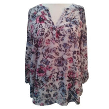 Load image into Gallery viewer, Chaps Women's Long Sleeved Watercolor Floral Blouse, Large
