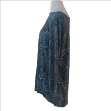 Load image into Gallery viewer, J.Jill Long Sleeve Paisley Top, Black/Turquoise/Olive/White, Size Large
