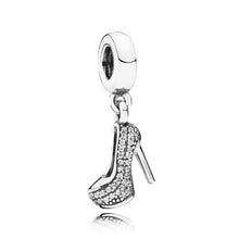 Load image into Gallery viewer, Pandora Retired Sterling Silver Sparkling Stiletto Shoe Dangle Charm  791536cz
