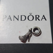 Load image into Gallery viewer, Pandora Retired Sterling Silver Sparkling Stiletto Shoe Dangle Charm  791536cz
