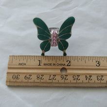Load image into Gallery viewer, Sterling Silver, Pink Stones + Enamel Butterfly Statement Ring, size 9
