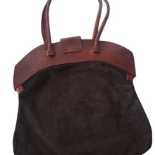 Load image into Gallery viewer, Vintage Tooled Leather + Suede Horse Horseshoe Purse Bag
