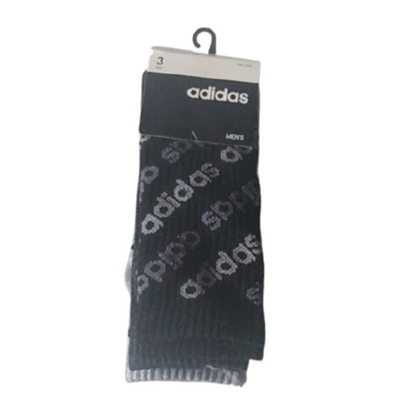 Adidas Aeroready Crew Socks, Size 6-12, Black/Grey, 3 pair