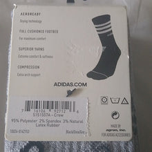 Load image into Gallery viewer, Adidas Aeroready Crew Socks, Size 6-12, Black/Grey, 3 pair
