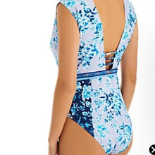 Load image into Gallery viewer, nanette lepore Priya Plunge Swimsuit, Lavender Trails,  12
