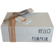 Load image into Gallery viewer, Rae Dunn Fall Decor HELLO PUMPKIN. Fabric covered Book Stack
