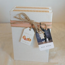 Load image into Gallery viewer, Rae Dunn Fall Decor HELLO PUMPKIN. Fabric covered Book Stack
