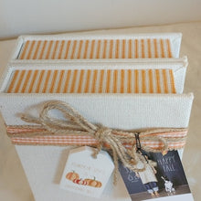 Load image into Gallery viewer, Rae Dunn Fall Decor HELLO PUMPKIN. Fabric covered Book Stack
